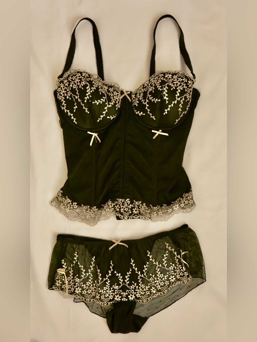 NWOT Affinitas Intimates (Vintage 2011) "Denise" Corset Bustier 2pc Set 34DD/M